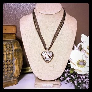Handblown glass heart pendant necklace